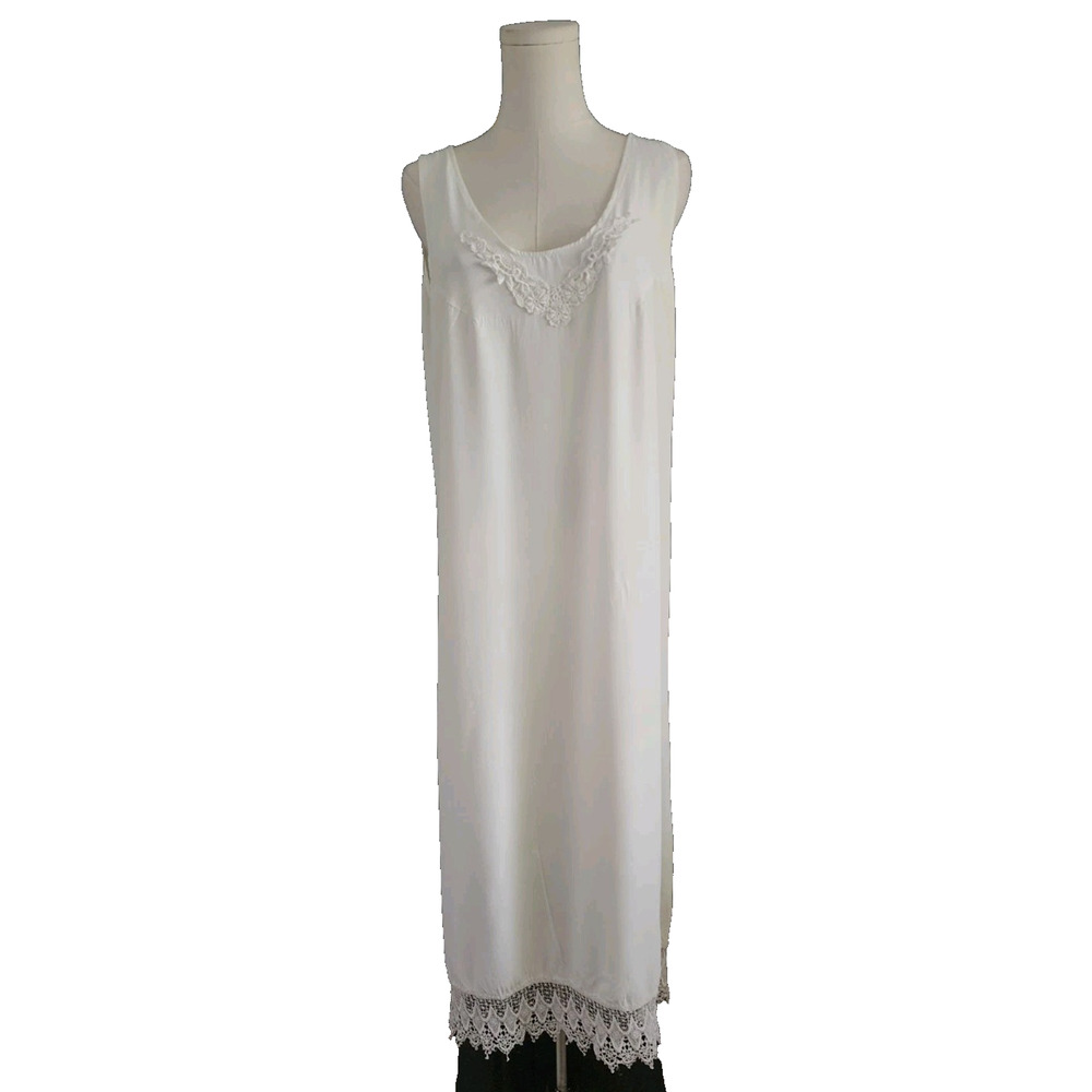 VTG y2k Cameo USA Women Dress Med/Lg Ivory Lace Hem Whimsigoth Fairy GrungeMaxi